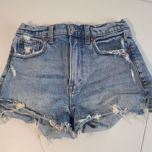 Abercrombie & Fitch Shorts Womens 00 24 Blue The Mom High Rise Denim Distressed